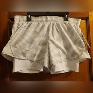 NWT RBX Active Women's Grey & White Gingham 2-in-1 shorts, XL
